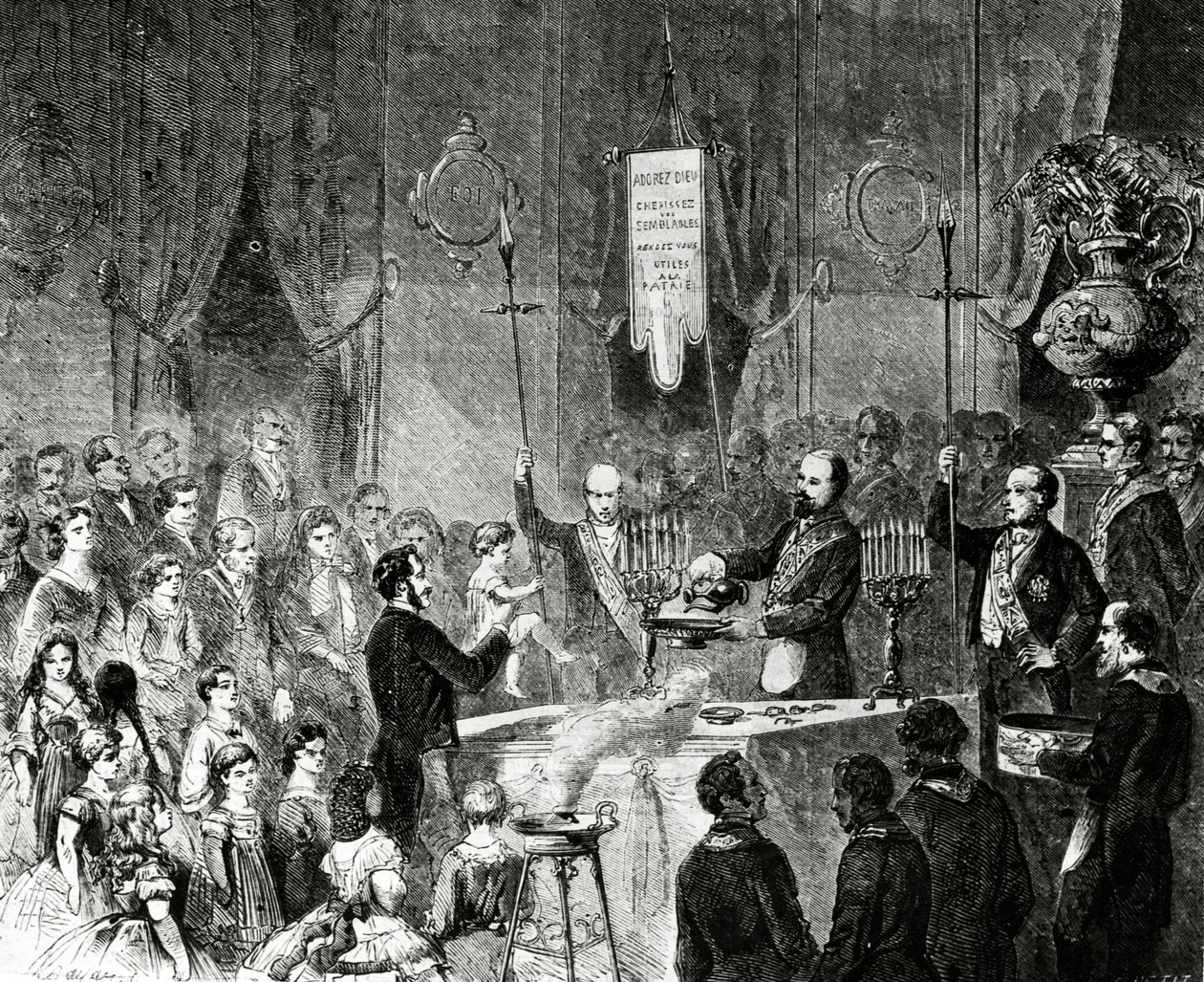 Um batismo maçônico na Loja da Amizade Fraterna, Grande Oriente de França, Paris, 1861 de Charles Yriarte
