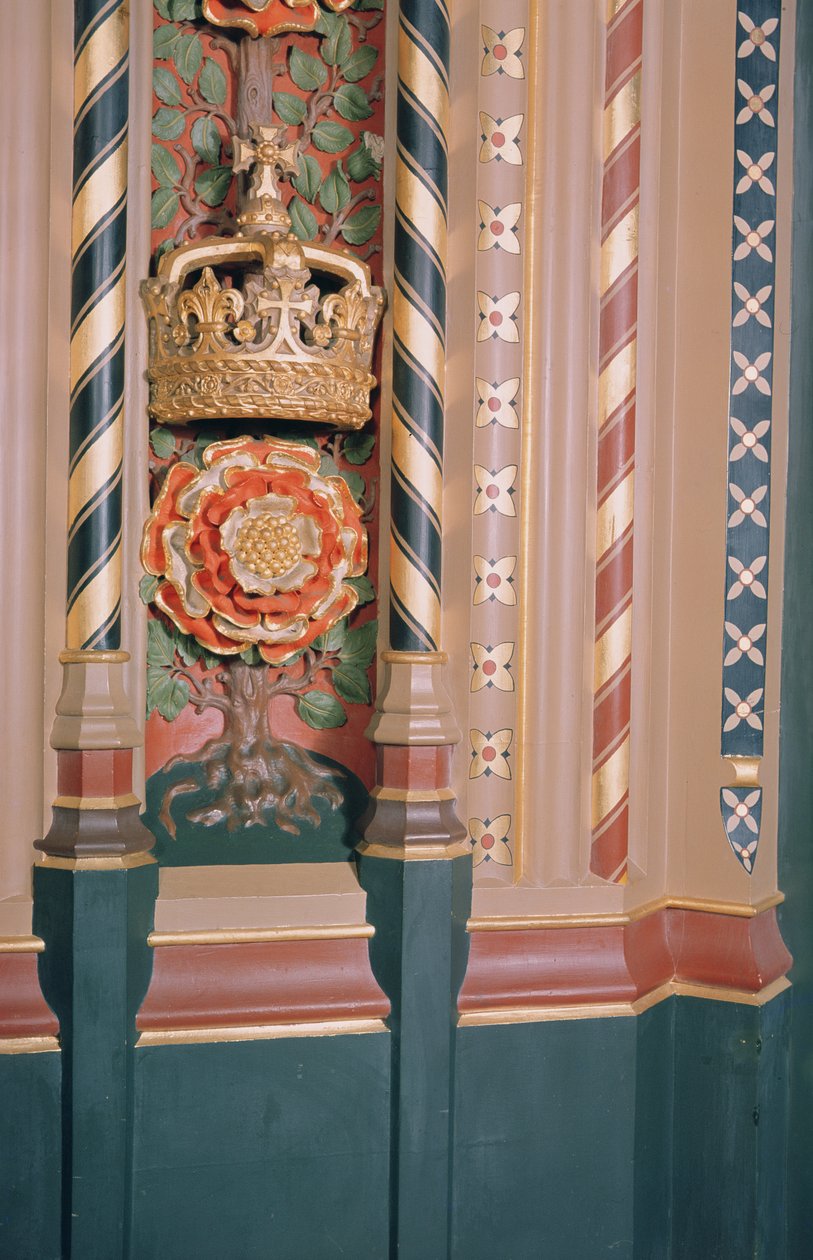 Detalhe da arquitetura da porta na Galeria Real, c.1841 (madeira pintada) de Charles Barry