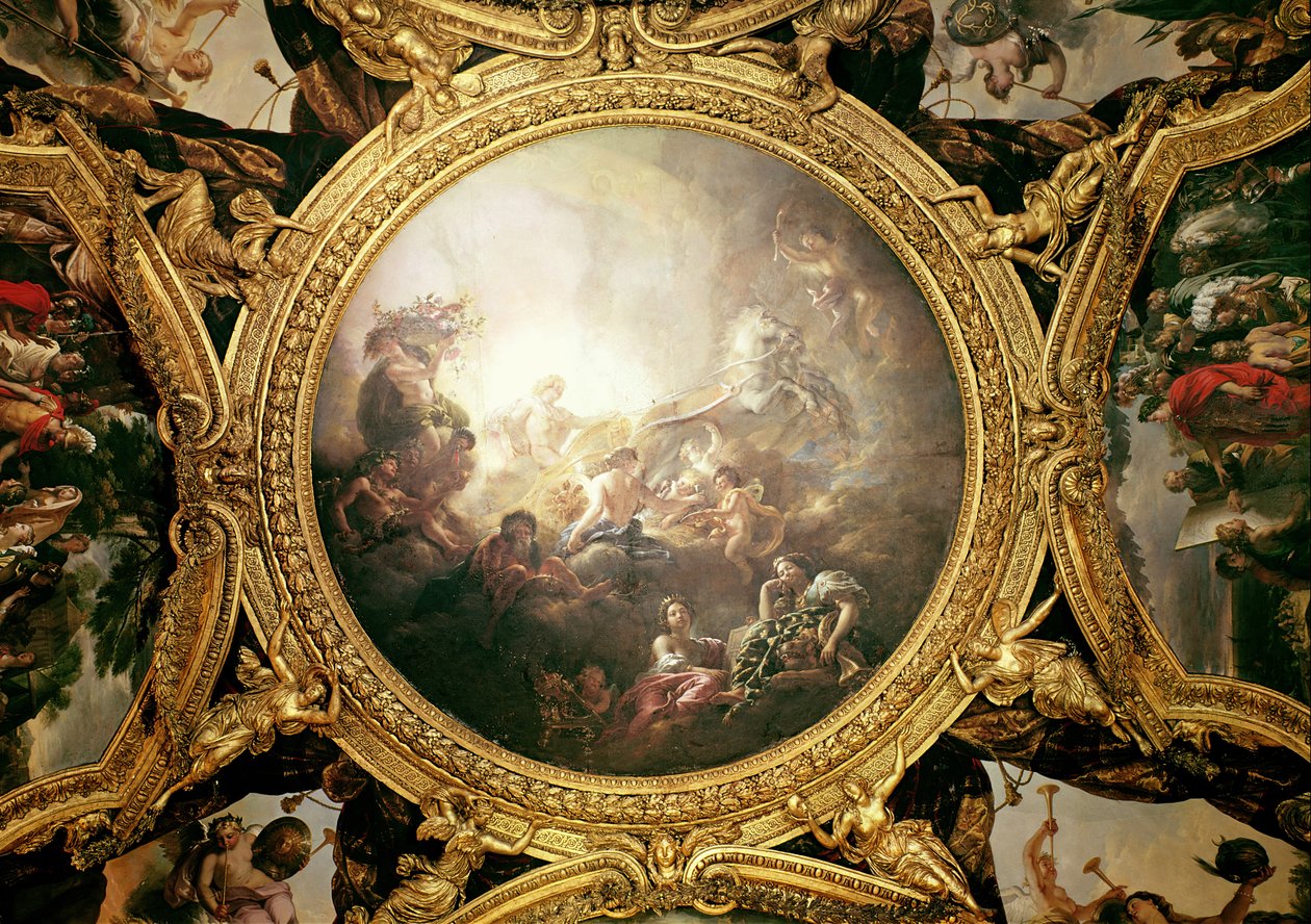 A Carruagem de Apolo, pintura do teto do Salão de Apolo de Charles de la Fosse