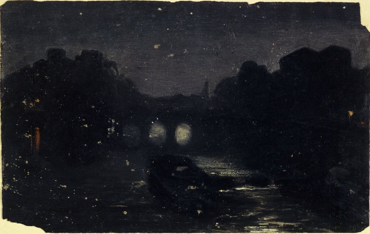 Efeito da noite nas margens do Sena, ca. 1870 (óleo sobre tela) de Charles Emile Cuisin