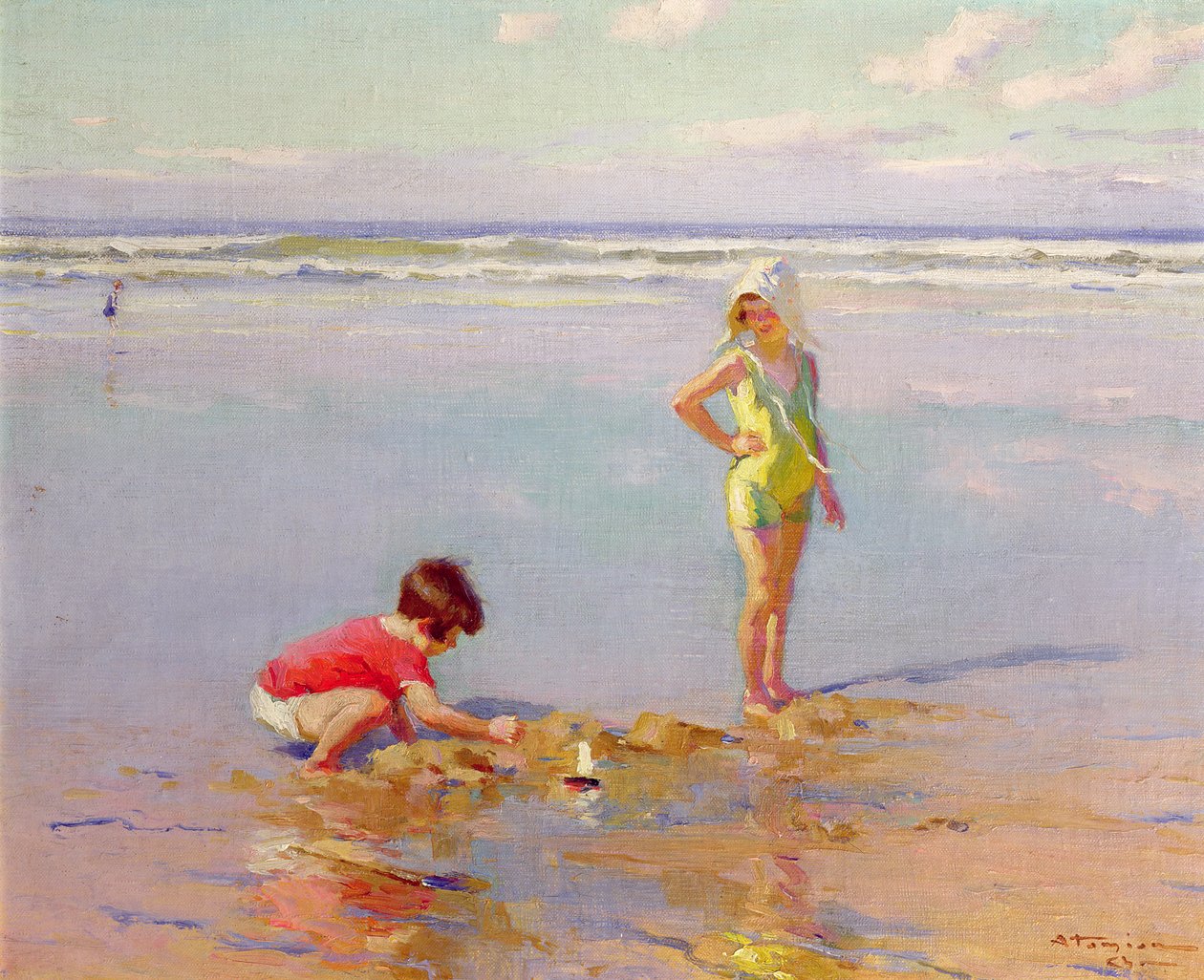 Crianças na praia de Charles Garabed Atamian
