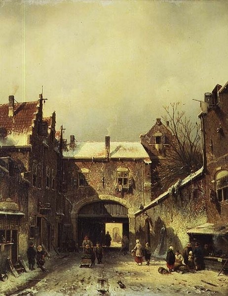 Uma cidade holandesa no Inverno de Charles Henri Joseph Leickert