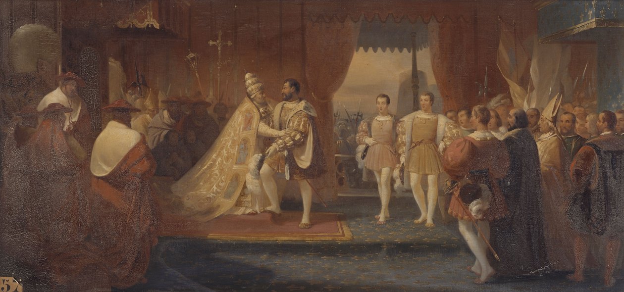 Entrevista de Francisco I e do Papa Clemente VIII em Marselha. 13 de outubro de 1533 de Charles Philippe Lariviere