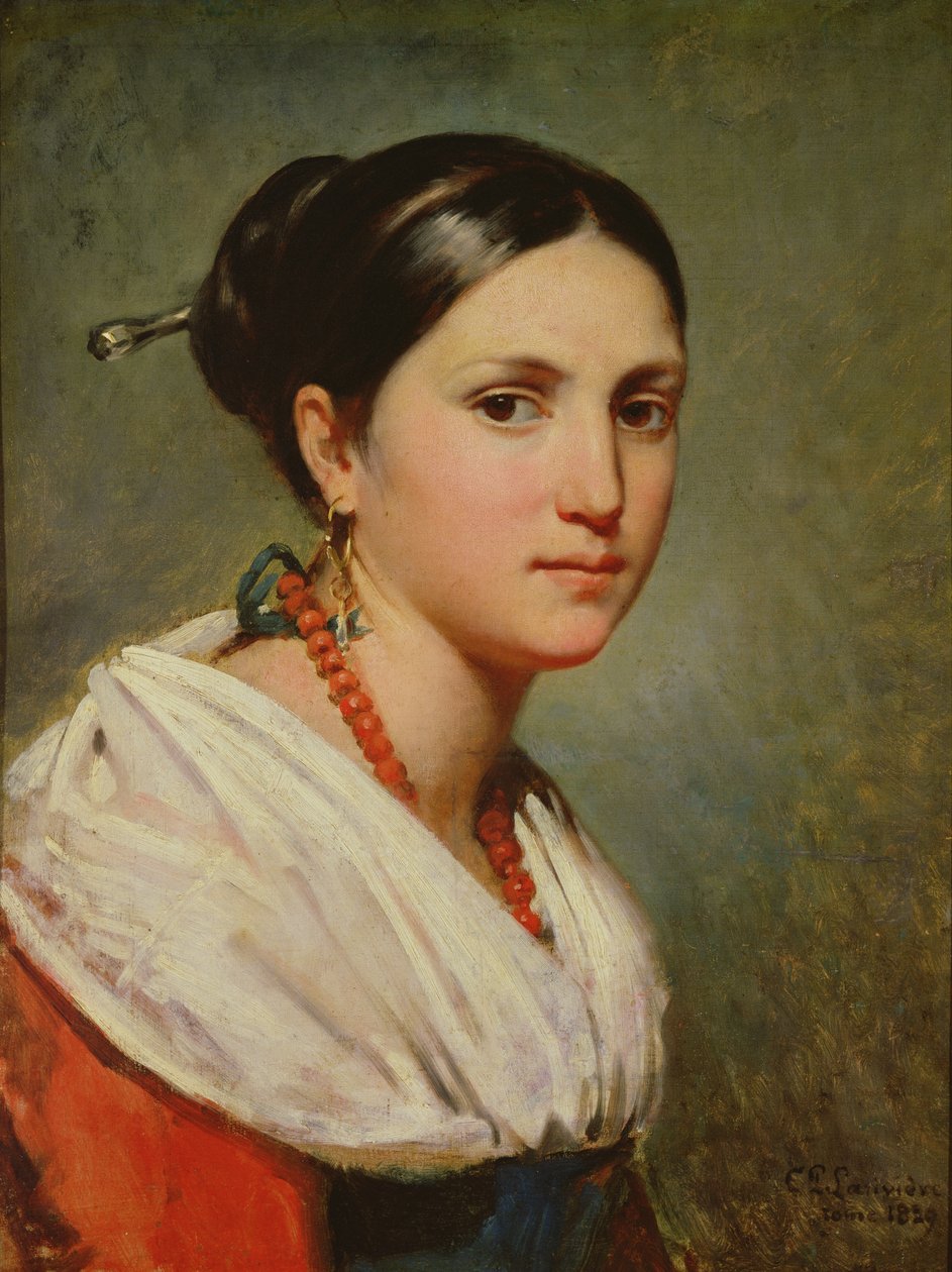 Retrato de uma jovem italiana, 1829 de Charles Philippe Lariviere