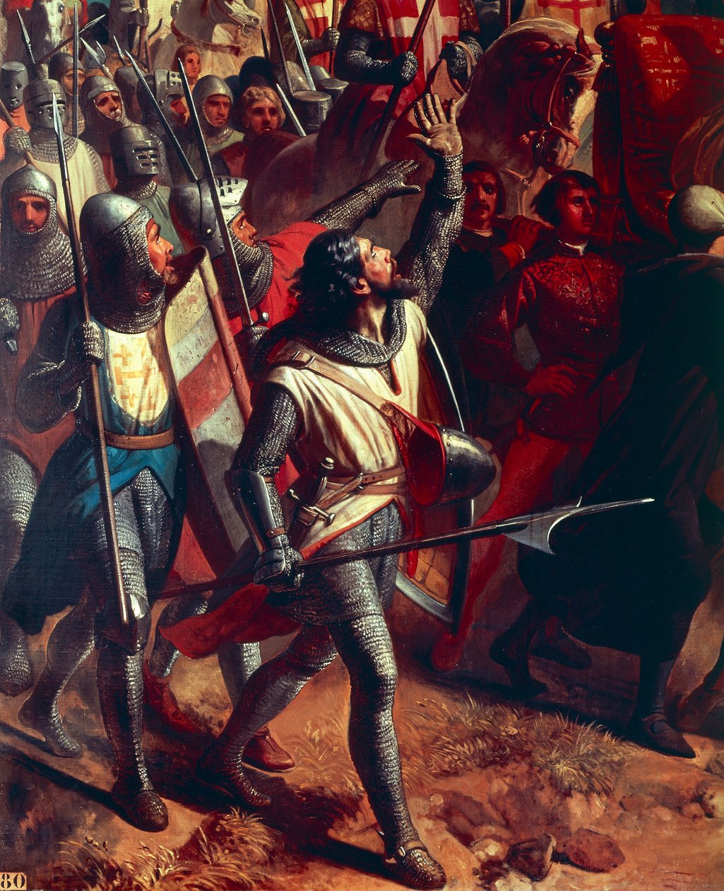 A batalha de Montgisard 1177, pormenor de um cruzado, c.1842 (óleo sobre tela) de Charles-Philippe Lariviere