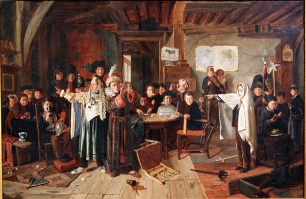 The Masquerade, c.1855 (óleo sobre tela) de Charles Hunt