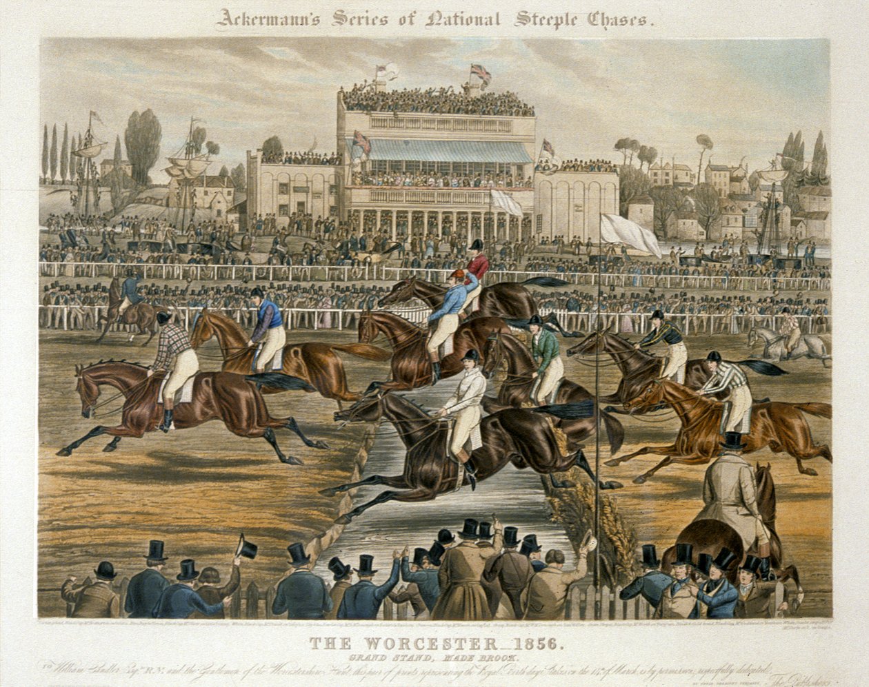 The Royal Birthday Stakes, Worcester, 14 de Março de 1856: Grand Stand (cor litho) de Charles Hunt