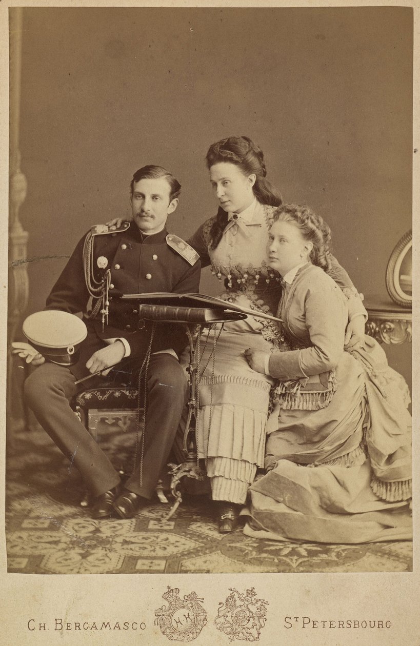 Alexandra Iossifovna da Rússia (nee Princesa Alexandra de Saxónia Altenburg), Nicholas Constantinovich da Rússia e Vera Constantinovna da Rússia - Grã-Duquesa Alexandra Iosifovna, Grão-Duque Nicholas Constantinovich e Grã-Duquesa Vera Constantinovna de Charles Bergamasco