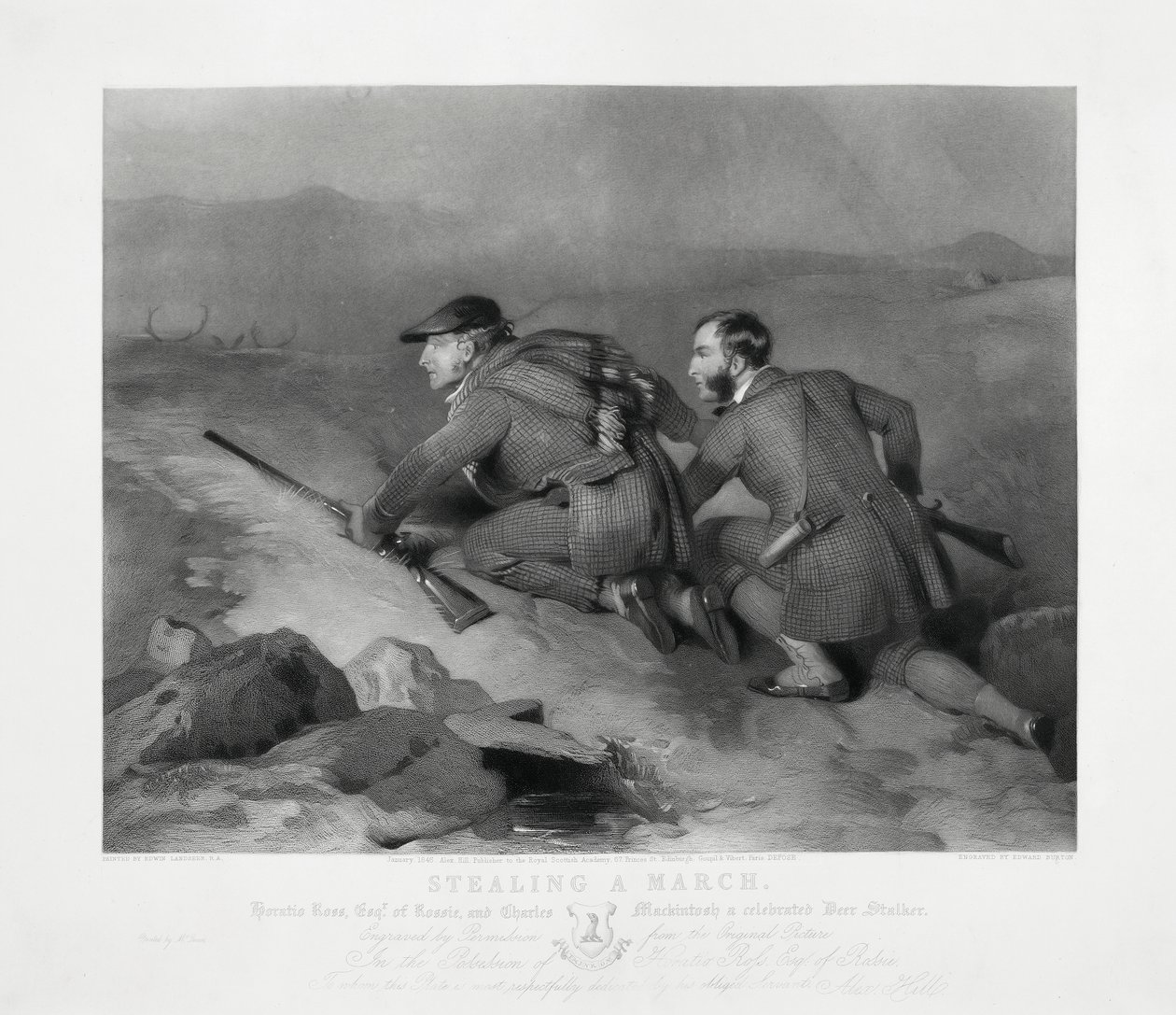 Roubar uma Marcha, gravada por Edward Burton de Charles (after) Landseer