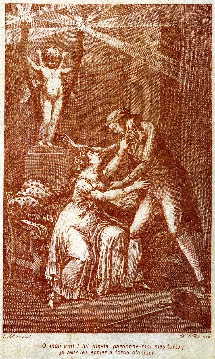 Ilustração para "Les Liaisons dangereuses" epistolaire novel de Choderlos de Laclos (1741-1803) (gravura) de Charles (after) Monnet
