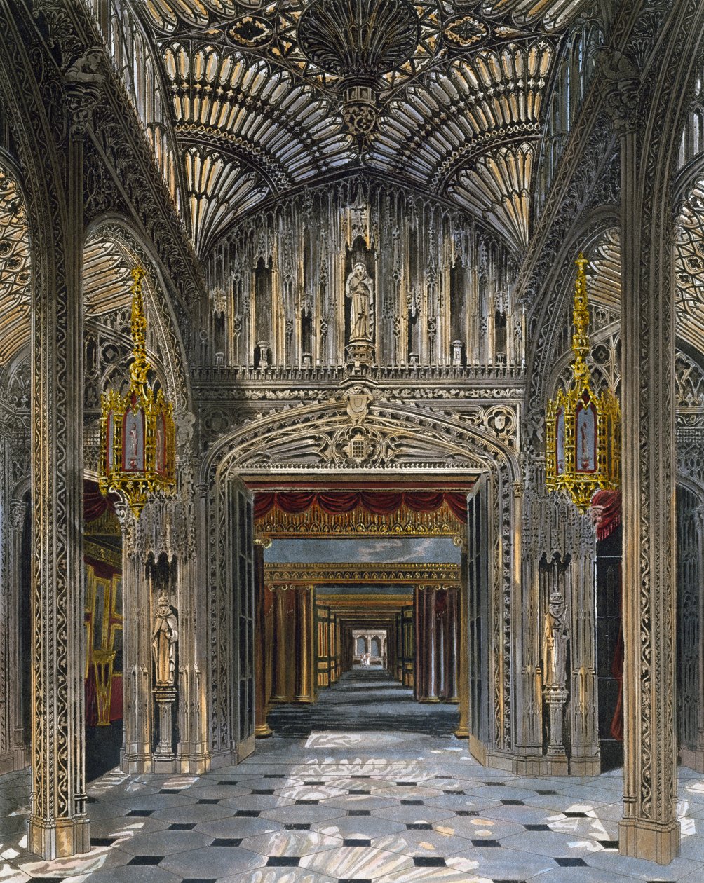 Conservatório, Gravura de Richard Reeve (nascido em 1780), Baseado no design de Charles Wild (1781-1835), From The History of the Royal Residences de Charles (after) Wild
