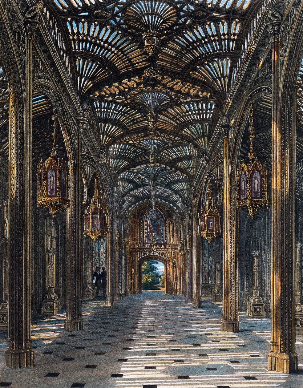Conservatório, Gravura de Richard Reeve (nascido em 1780), Baseado no design de Charles Wild (1781-1835), From The History of the Royal Residences de Charles (after) Wild