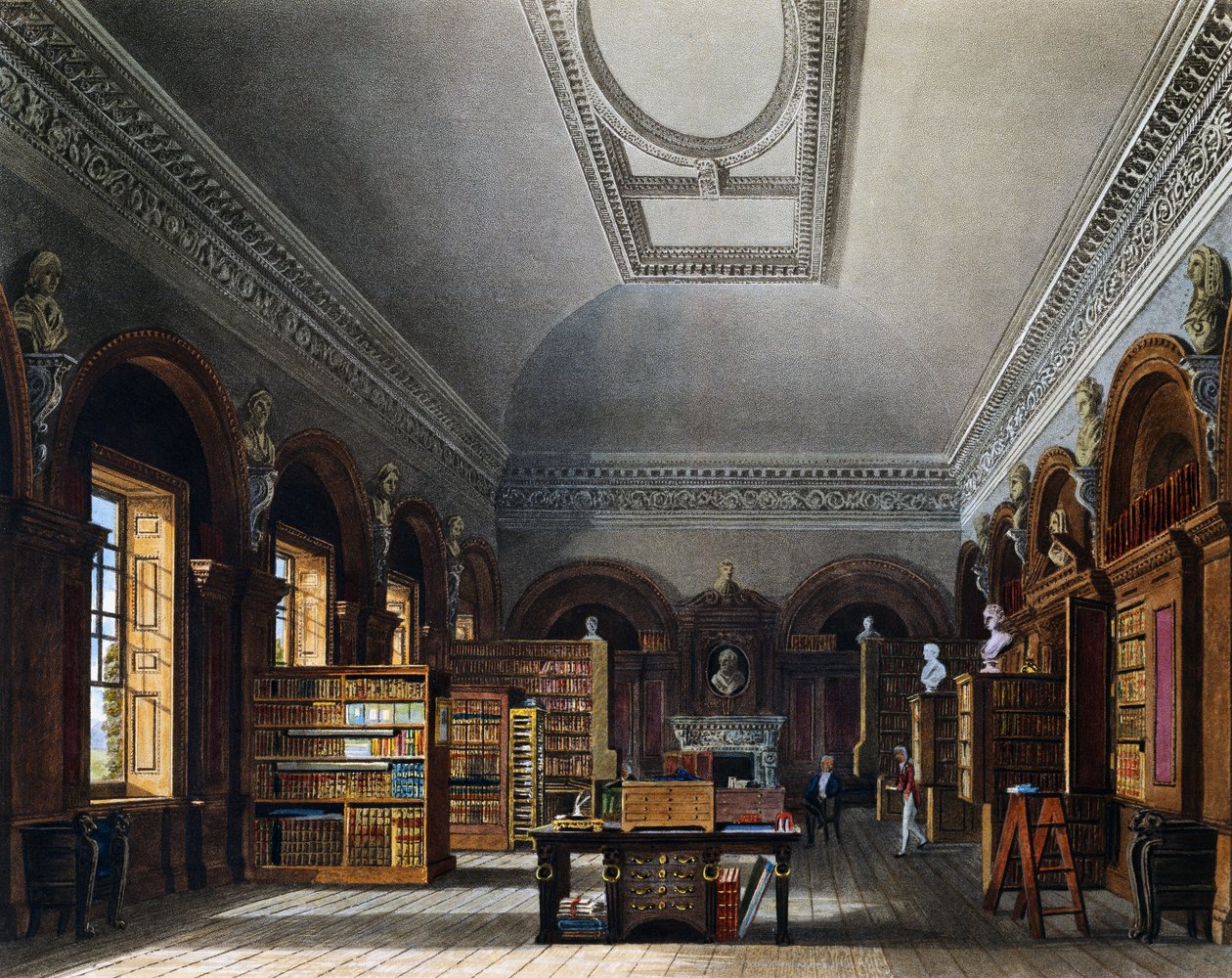 Biblioteca da Rainha, Gravura de Richard Reeve após desenho de Charles Wild, From The History of the Royal Residences de Charles (after) Wild