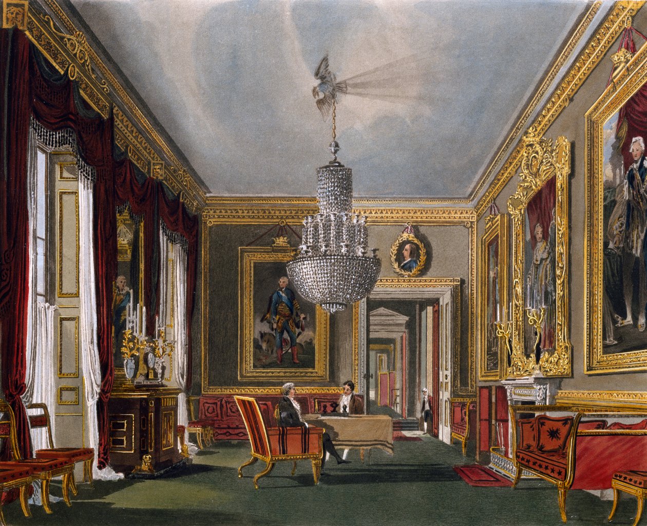 Antena Oeste, Gravura de Richard Reeve (nascido em 1780), Baseado no desenho de Charles Wild (1781-1835), From The History of the Royal Residences de Charles (after) Wild