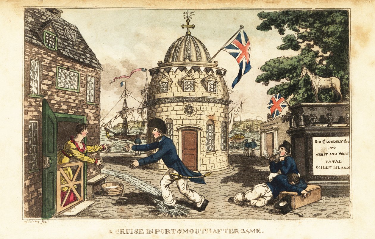 Johnny Newcome de licença em terra visitando Sorteio de Prospecção uma prostituta na Fila da Prospecção de Charles (c.1797 1850) (after) Williams