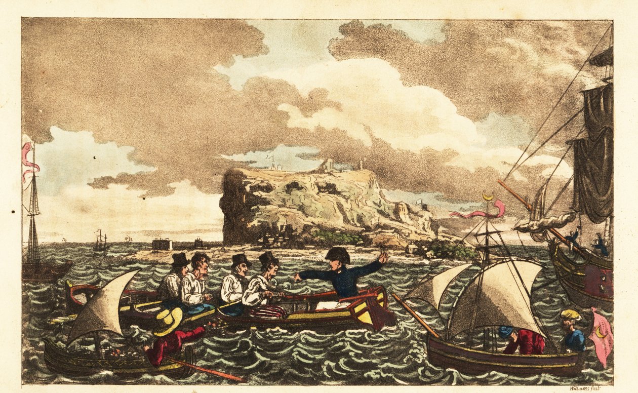 Midshipman Newcome transferido por barco a remos para o HMS Vanguard, perto de Gibraltar de Charles (c.1797 1850) (after) Williams