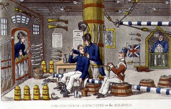 The Gun Room, Newcome in the Bilboes, placa de 