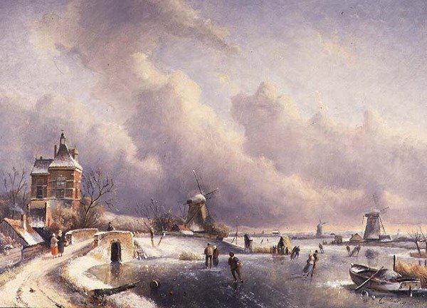 Uma Paisagem de Inverno de Charles (circle of) Leickert