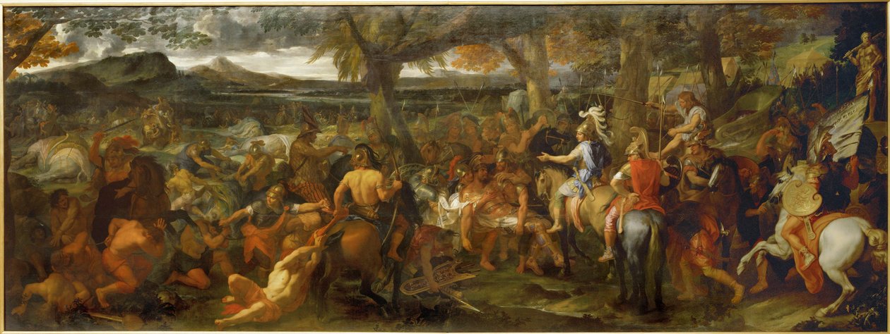 Alexandre et Porus - Alexandre o Grande e Porus, rei da Índia ... de Charles (studio of ) Le Brun