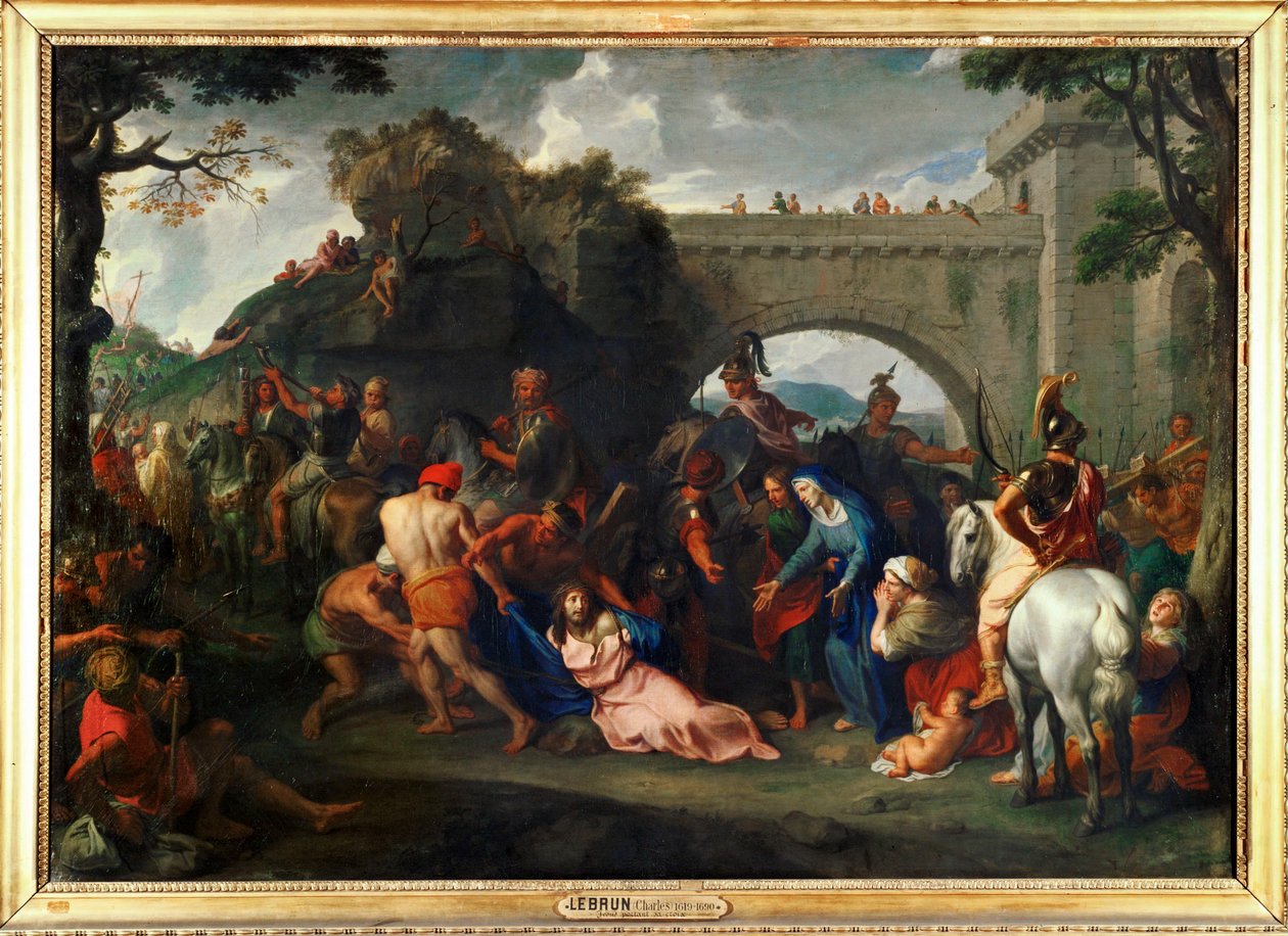 Carregando a cruz ... de Charles (studio of ) Le Brun