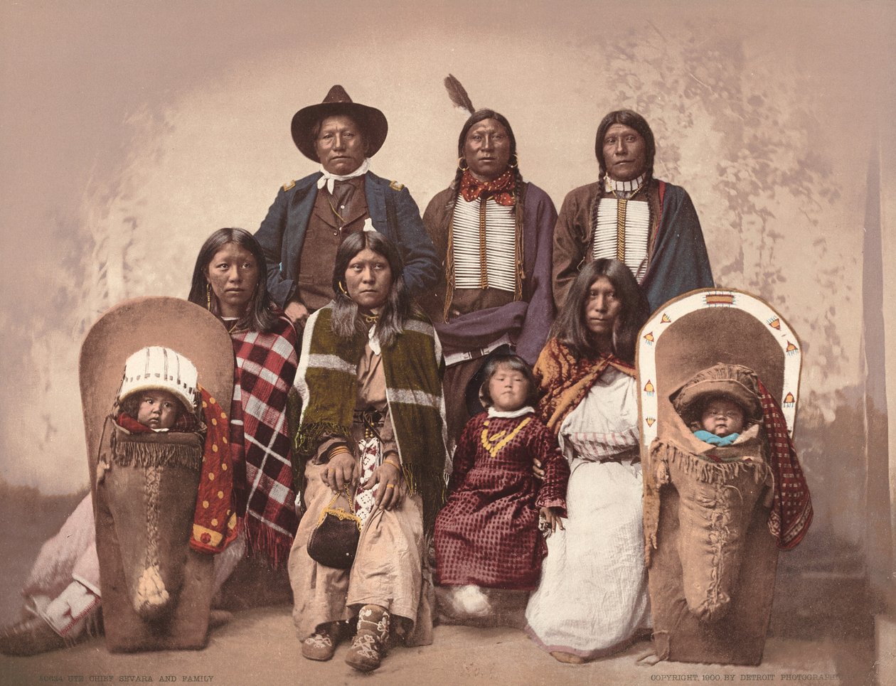 Ute Chefe Severo e Família de Charles A. Nast, Detroit Photographic Company