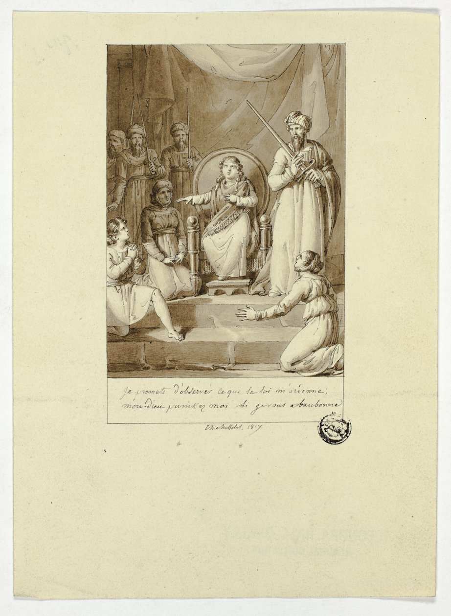 Cena da peça Athalie de Racine de Charles Abraham Chasselat