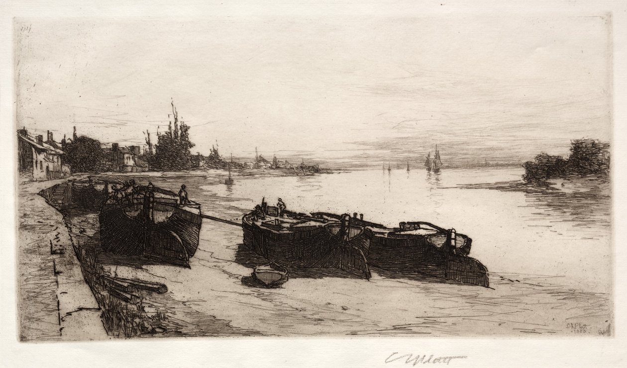 Barcos de barro na Tamisa, 1883. de Charles Adams Platt