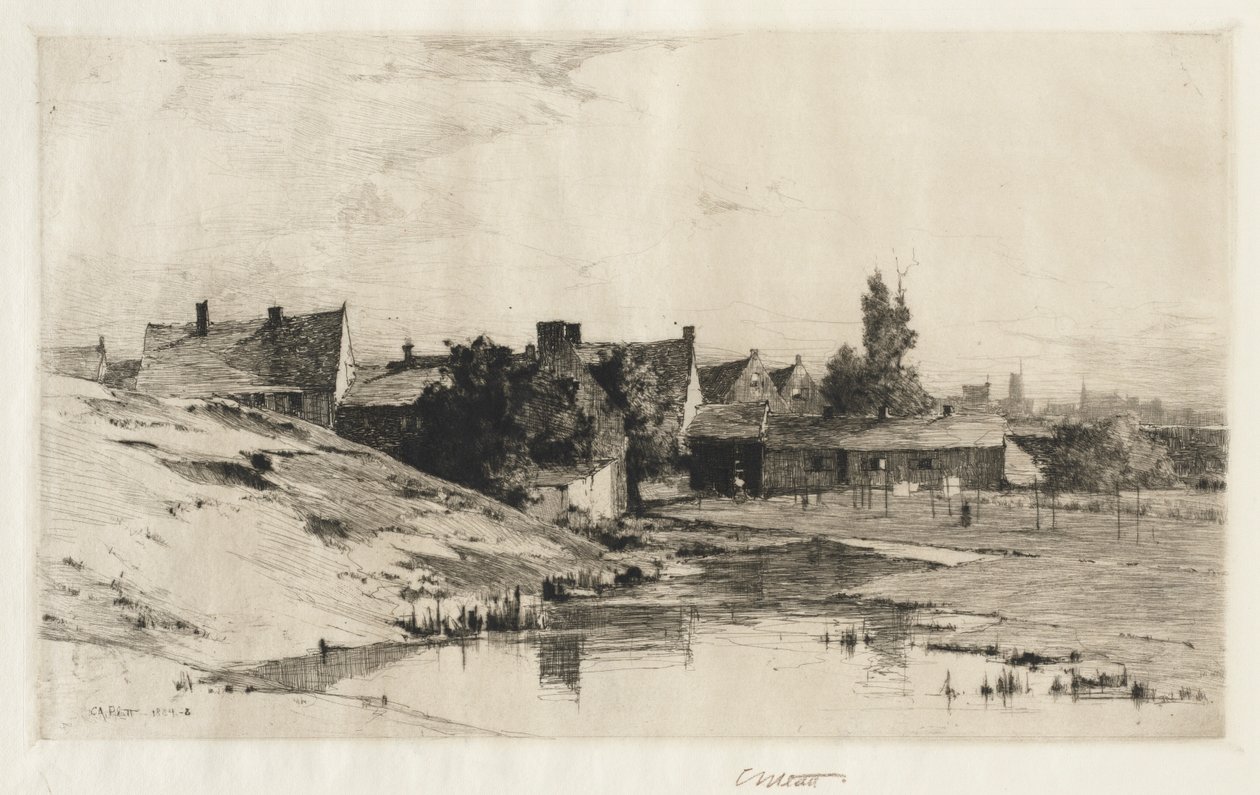 Casas antigas perto de Bruges, 1884-1888. de Charles Adams Platt