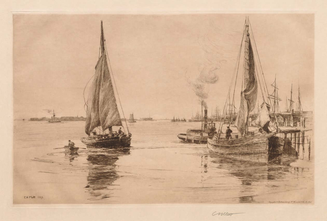 Dois saveiros no East River de Charles Adams Platt