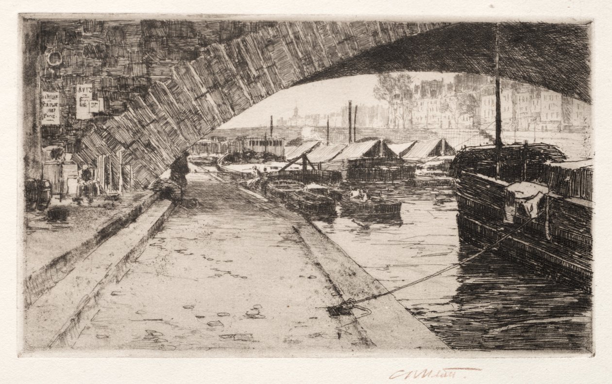 Sob o Pont Marie, Paris, 1887. de Charles Adams Platt