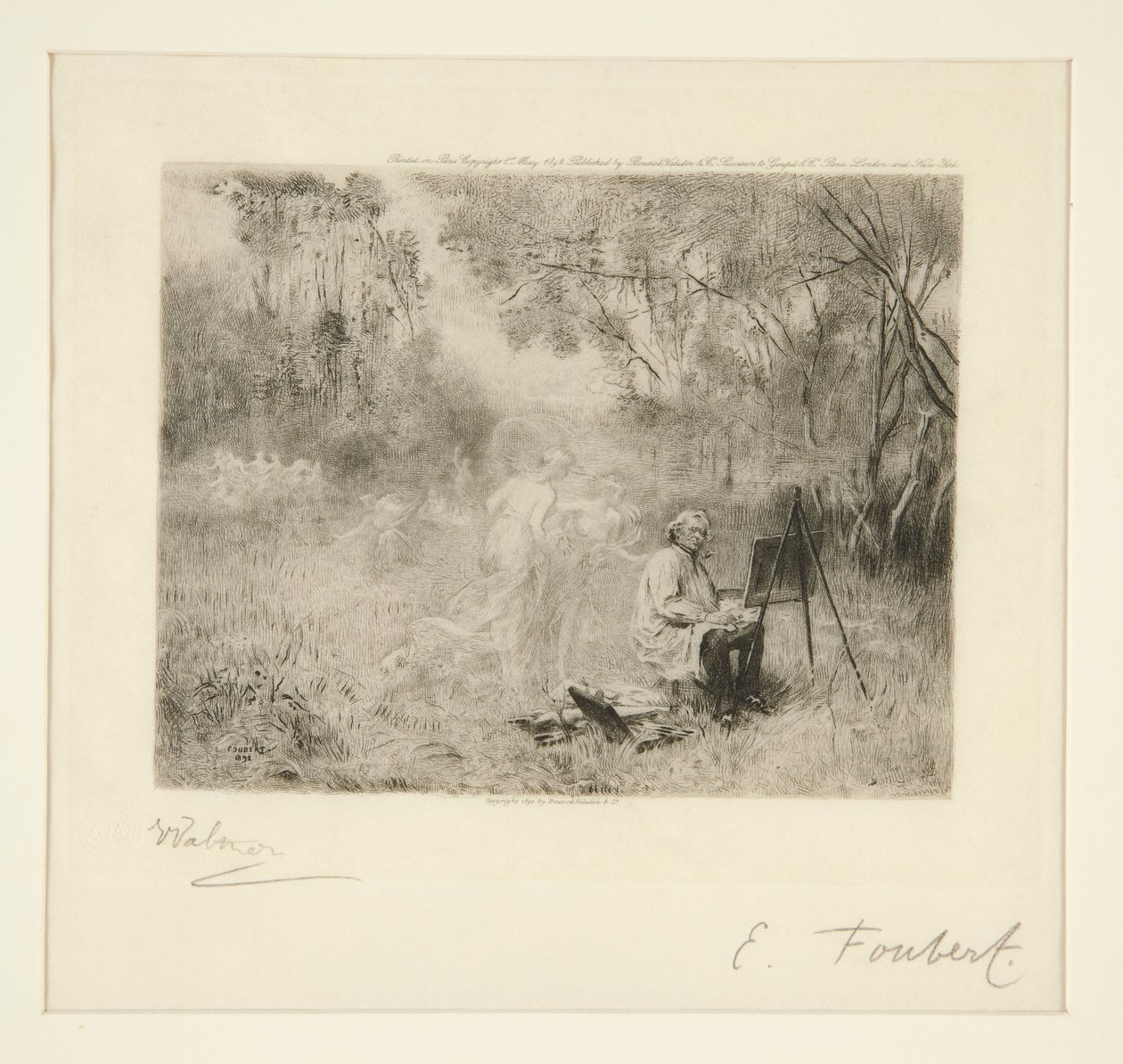 Pintura Corot: Depois de Foubert de Charles Albert Waltner