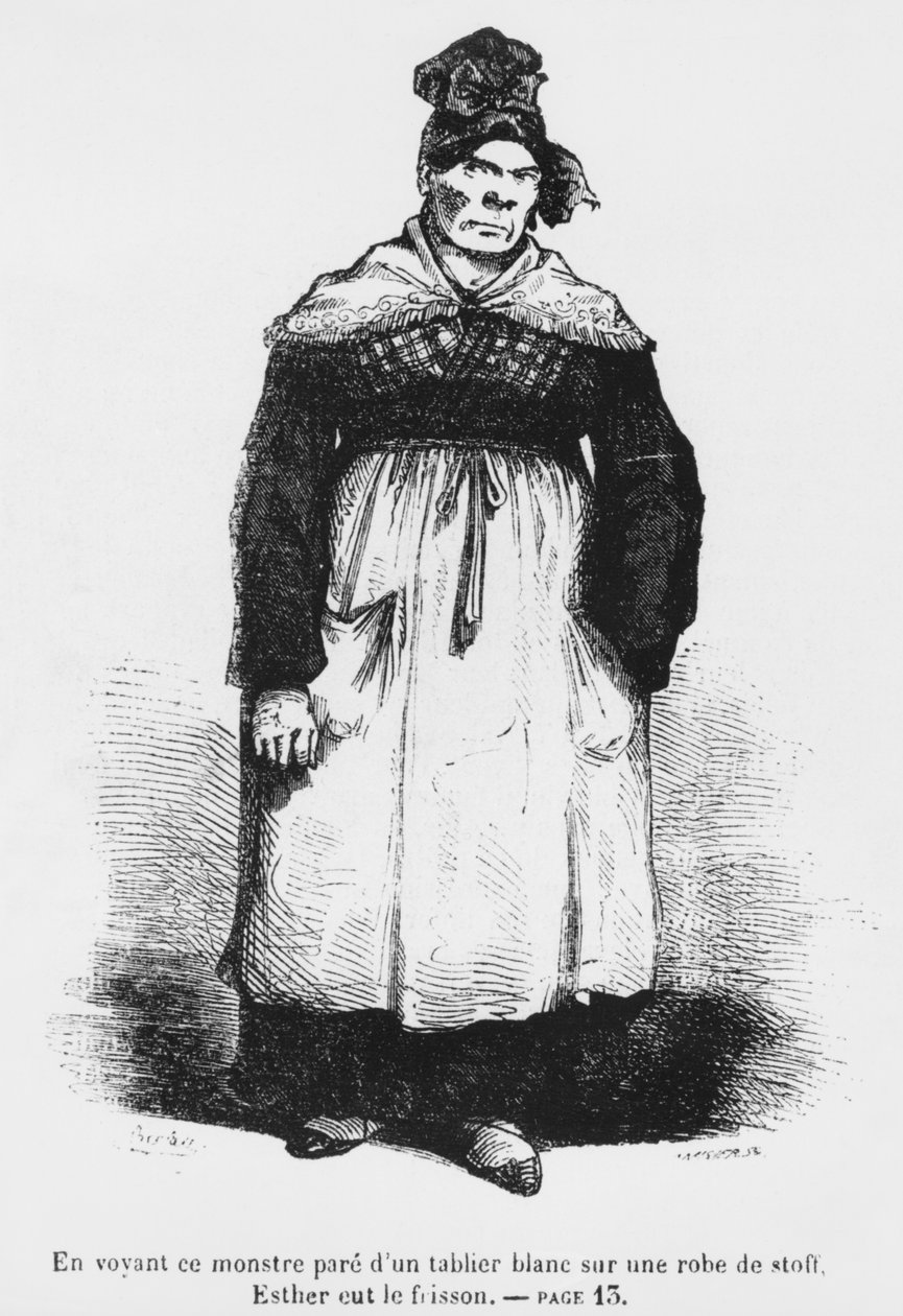 Jacqueline Collin, tia de Vautrin, conhecida como Ásia, ilustração de &39;Splendors and Miseres of Courtesans&39; de Honore de Balzac, publicada em 1867 de Charles Albert d Arnoux Bertall