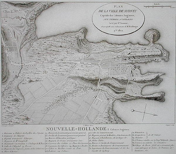 Plano da Cidade de Sidnei de Charles Alexandre (after) Lesueur