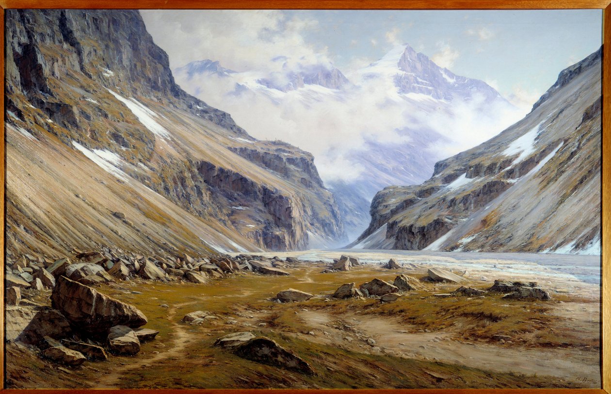 La vallee du Veneon a Saint Christophe en Oisans dans les Alpes Pintura de Charles Bertier (1860-1924) 1894 Dim. 2x3,2 m Grenoble, musee des Beaux Arts - Valley of Veneon at Saint Christophe en Oisans in the Alps. Pintura de Charles Bertier (1860-1924) de Charles Alexandre Bertier