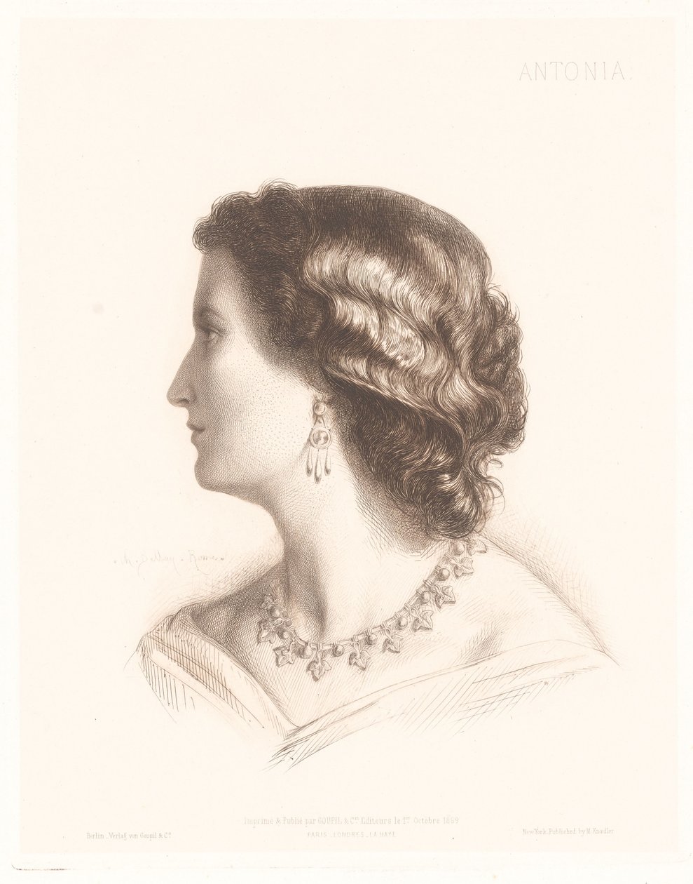 Retrato de uma mulher italiana
Antónia (título sobre o objecto)
Retratos de mulheres italianas (título da série) de Charles Alphonse Paul Bellay