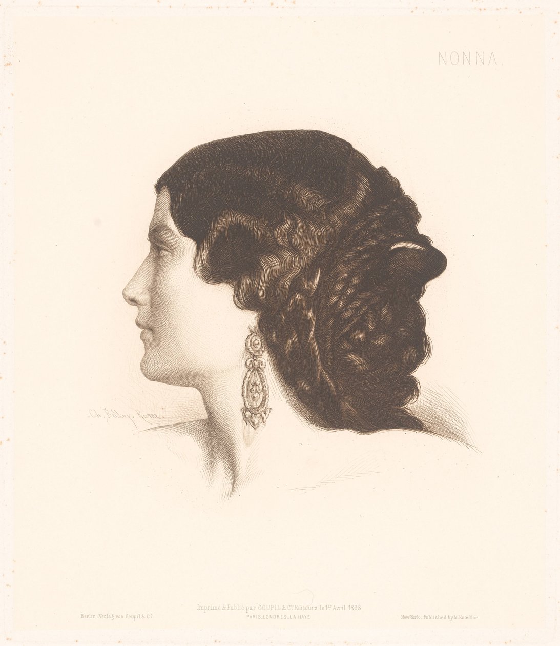 Retrato de uma mulher italiana Nonna (título no objeto) Retratos de mulheres italianas (título da série) de Charles Alphonse Paul Bellay