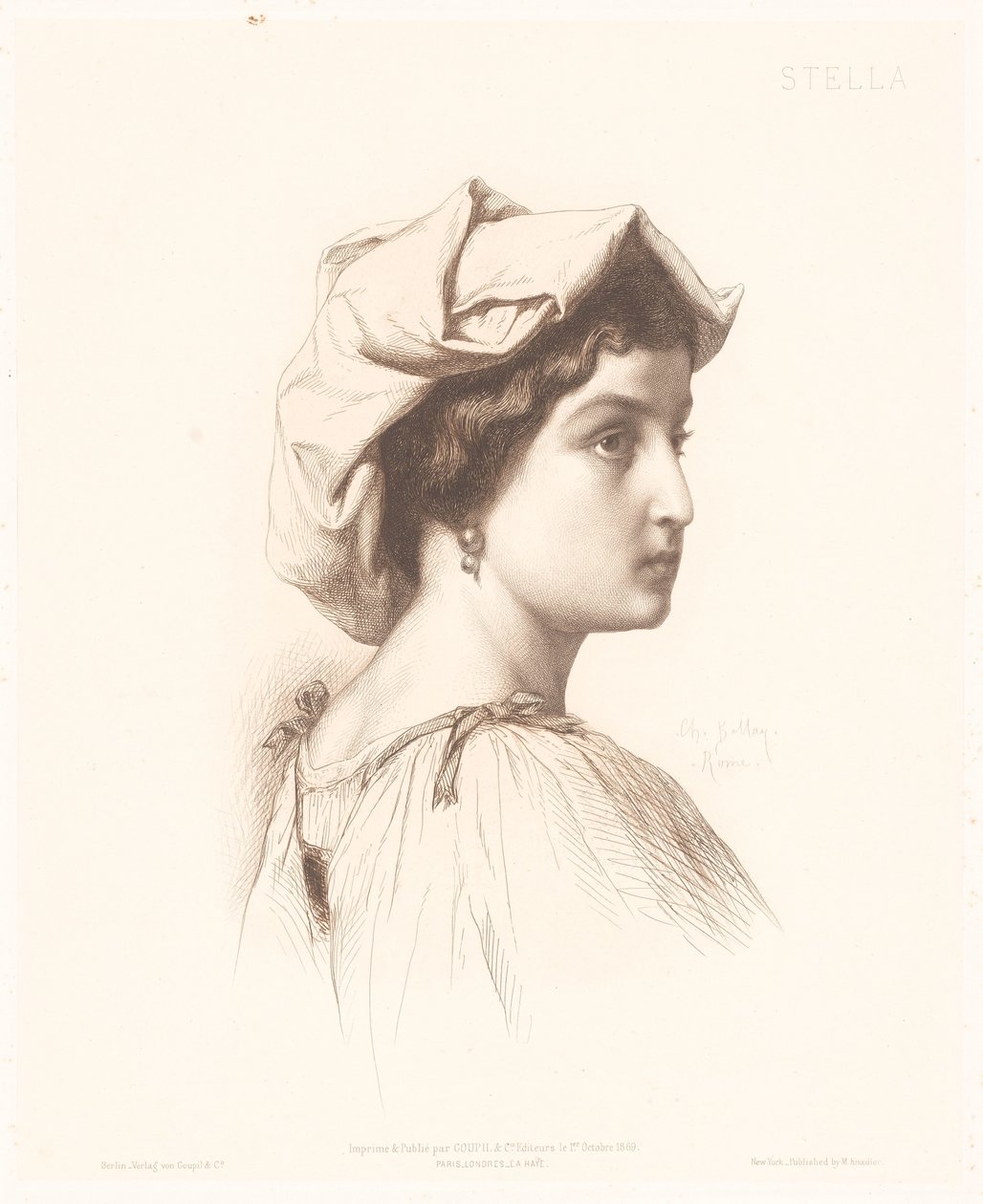 Retrato de uma mulher italiana
Stella (título sobre o objecto)
Retratos de mulheres italianas (título da série) de Charles Alphonse Paul Bellay