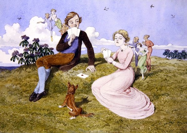 Corações são Trumps (caneta, tinta e aguarela sobre papel) de Charles Altamont Doyle