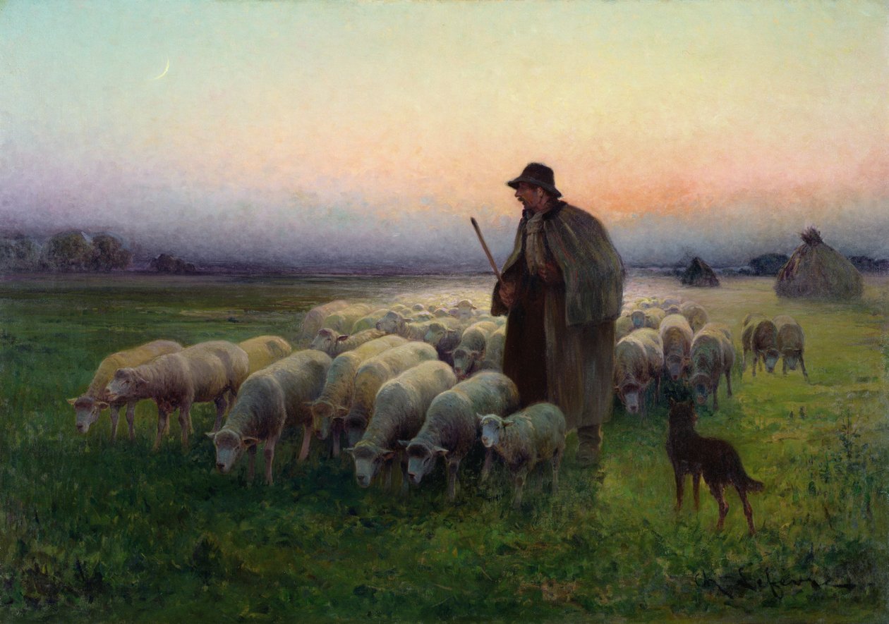 O retorno ao campo, c.1913 de Charles Amable Lefebvre