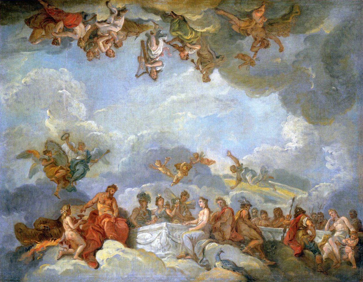A introdução de Ganimedes no Olimpo - esboço a óleo de Charles Amedee Philippe van Loo