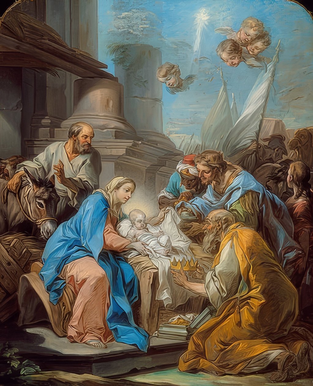 Adoração dos reis. Por volta de 1760 de Charles André van Loo