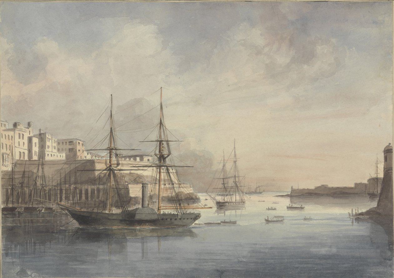 Vista em Malta, ca. 1849 de Charles Andrew Dyce