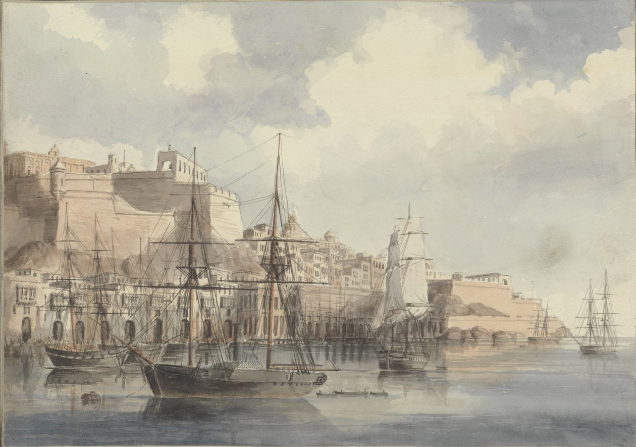 Vista em Malta, ca. 1849 de Charles Andrew Dyce