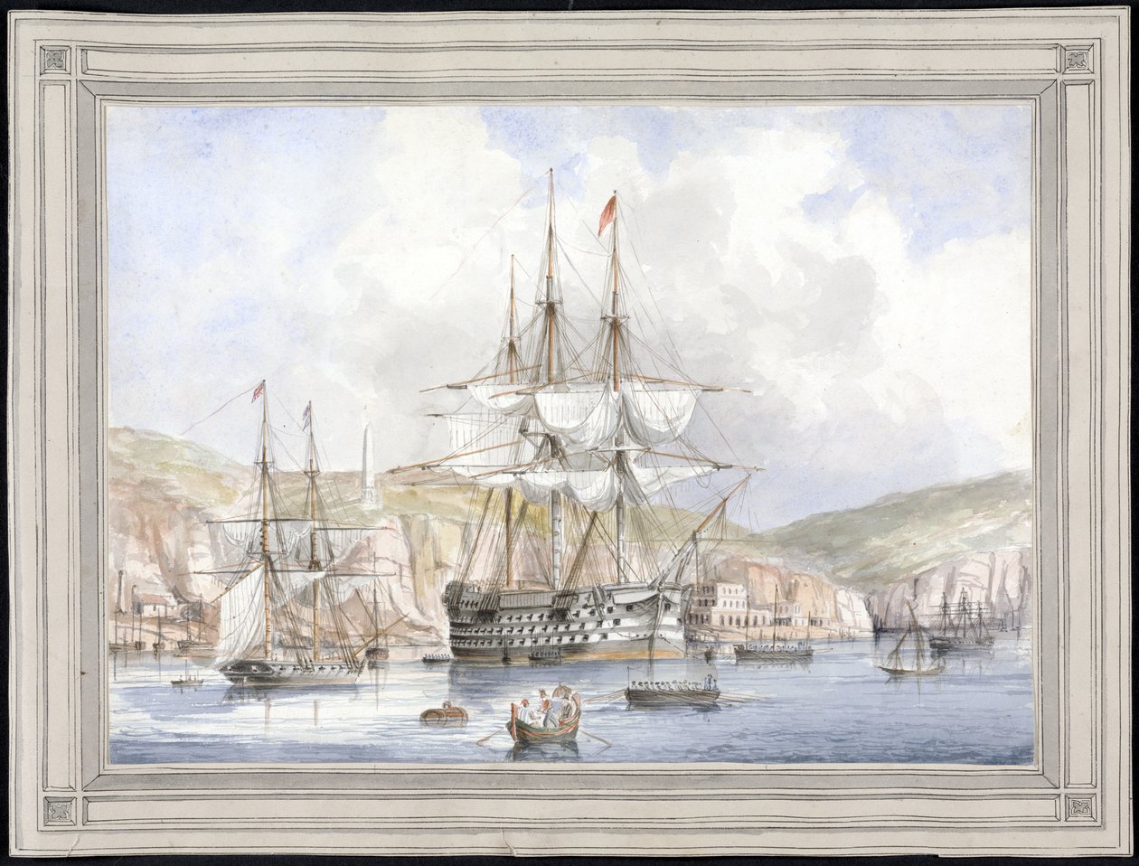Vue de Malte (Vista em Malta) - Pintura de Charles Andrew Dyce (1816-1853), aquarela sobre papel (25,1x34,9 cm), cerca de 1849 - Universidade de Yale (EUA) de Charles Andrew Dyce