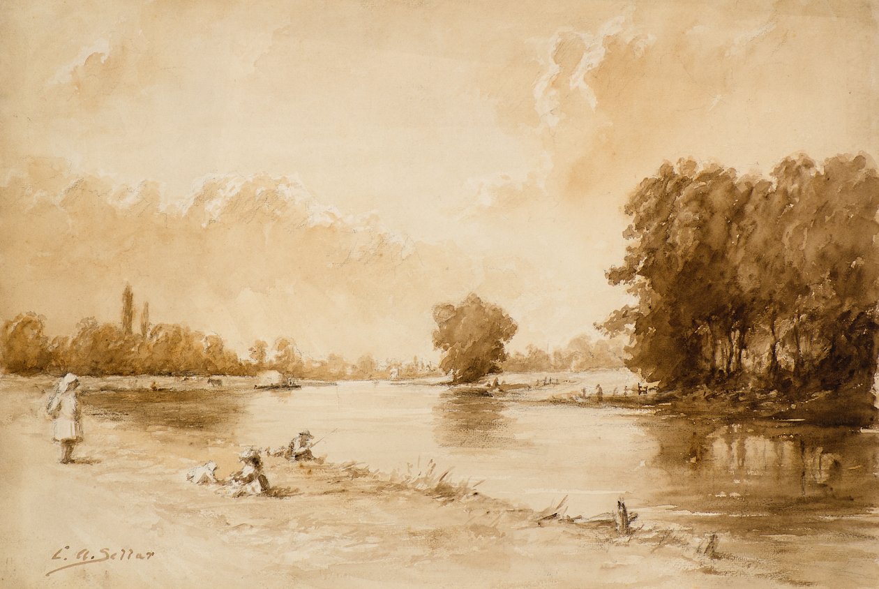 O Tamisa perto de Kew (aquarela) de Charles Andrew Sellar