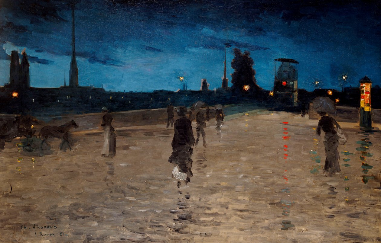 A ponte de pedra, Rouen, 1881 de Charles Angrand