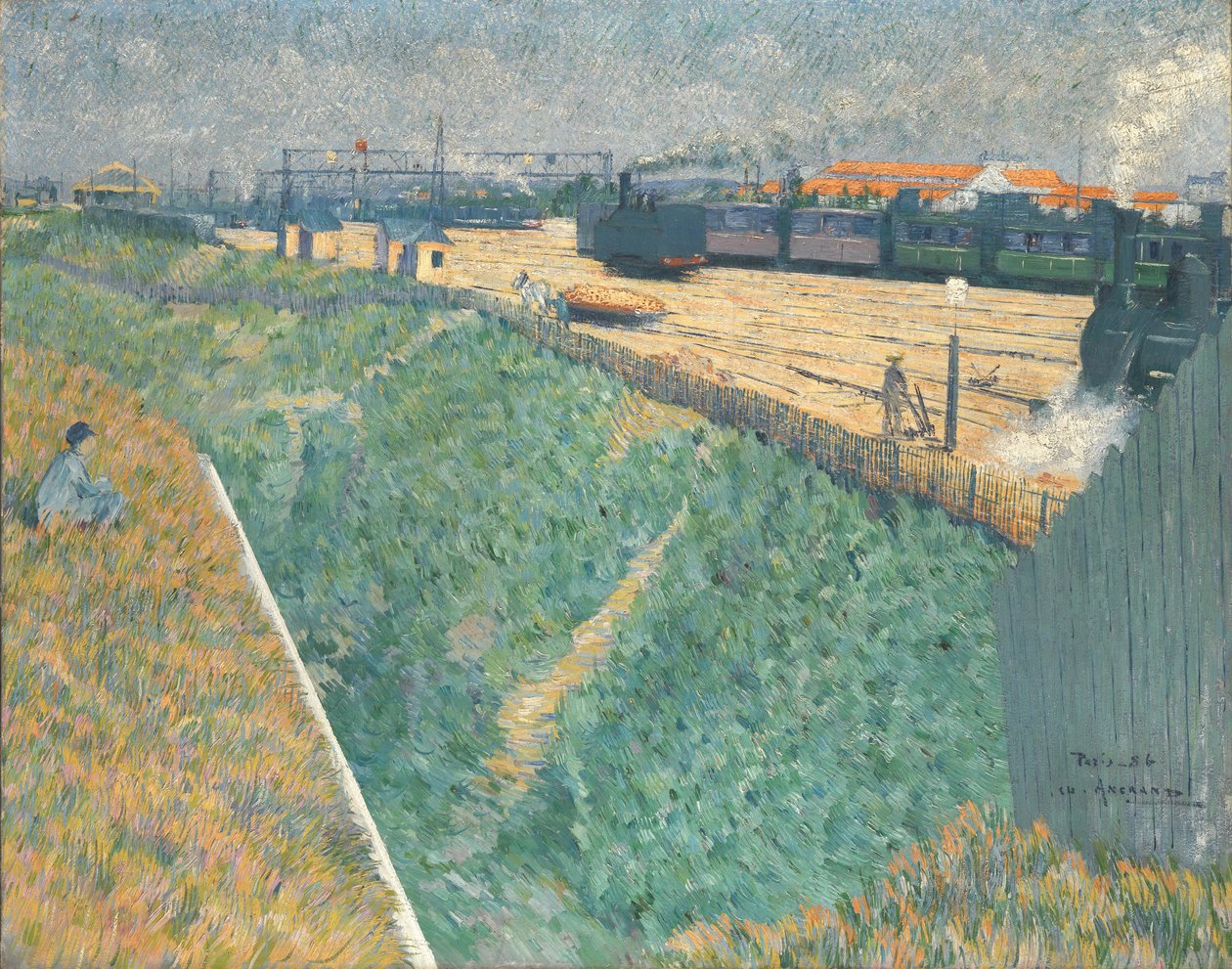 A estrada de ferro ocidental em sua saída de Paris, 1886 de Charles Angrand