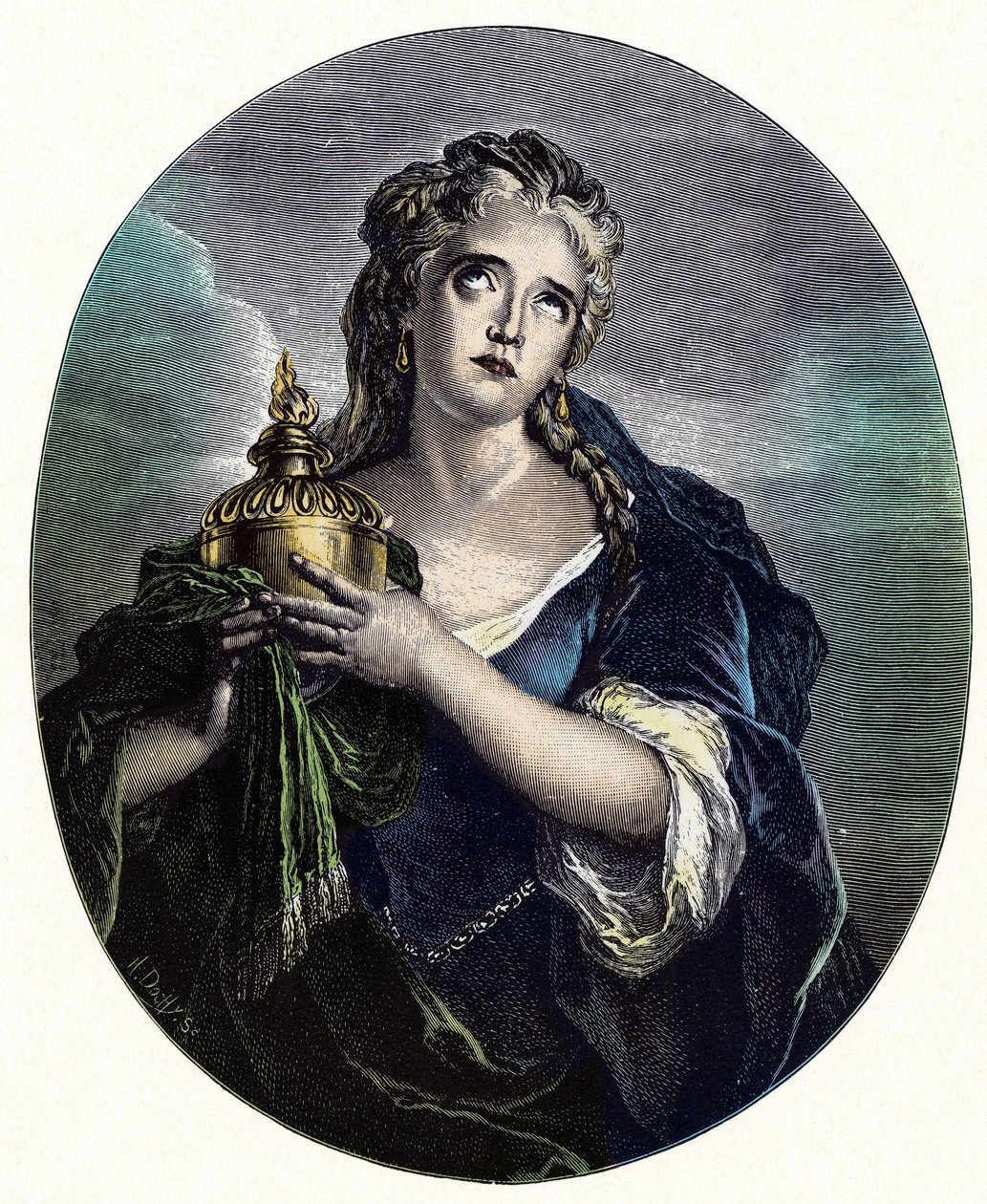 Adrienne Lecouvreur (1692-1730), atriz francesa no papel de "" Cornelia "" em "Mort de Pompee" de Pierre Corneille. de Charles Antoine (after) Coypel