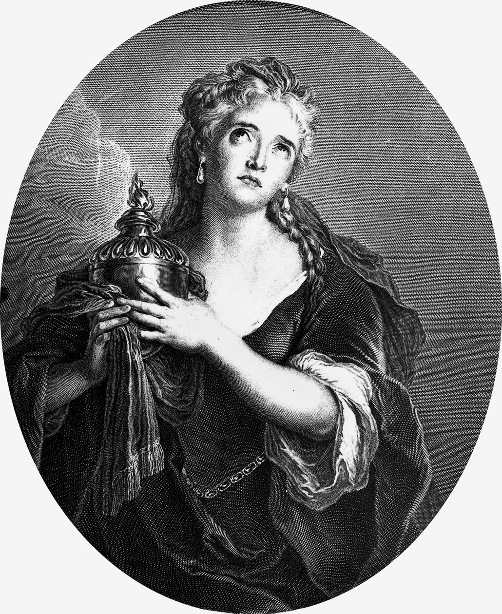 Adrienne Lecouvreur (1692-1730), atriz francesa no papel de "" Cornelia "" em "Mort de Pompee" de Pierre Corneille. de Charles Antoine (after) Coypel