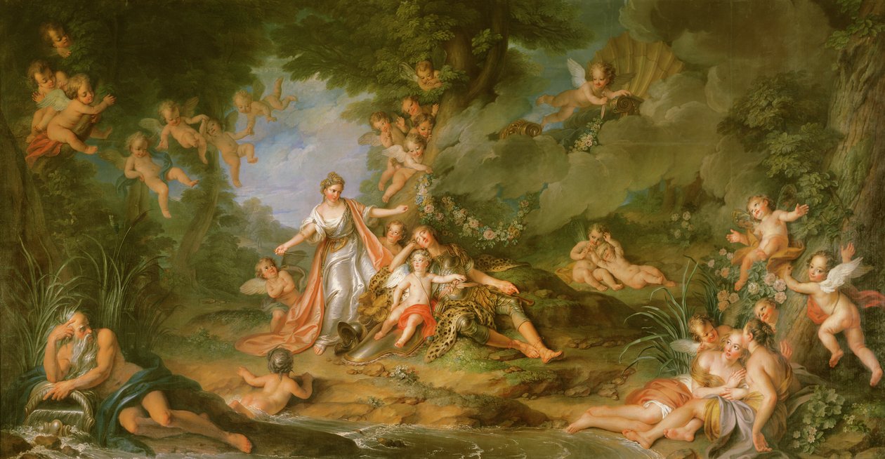 Armide que deseja bater Renaud, 1741 de Charles Antoine Coypel